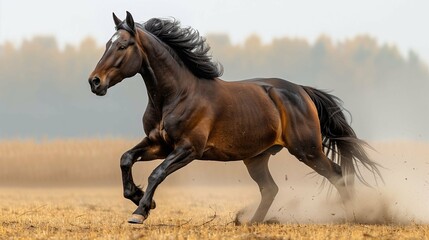 Obraz premium horse running in the field