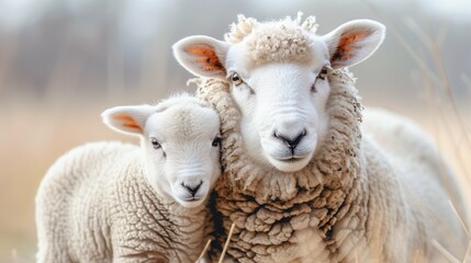 sheep and lamb isolated on white