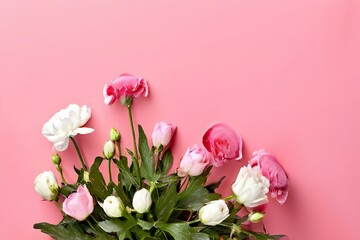 Pink and White Flowers on Pink Background