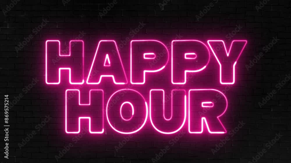 Aufkleber happy hour text font with light. luminous and shimmering haze inside the letters of the text happy h