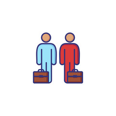 Partnership line icon. Men, businessmen, briefcase, partner. Business concept. Can be used for topics like contract, agreement, meeting