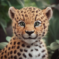 Naklejka premium cute baby leopard