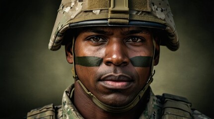 Soldier face with army colors