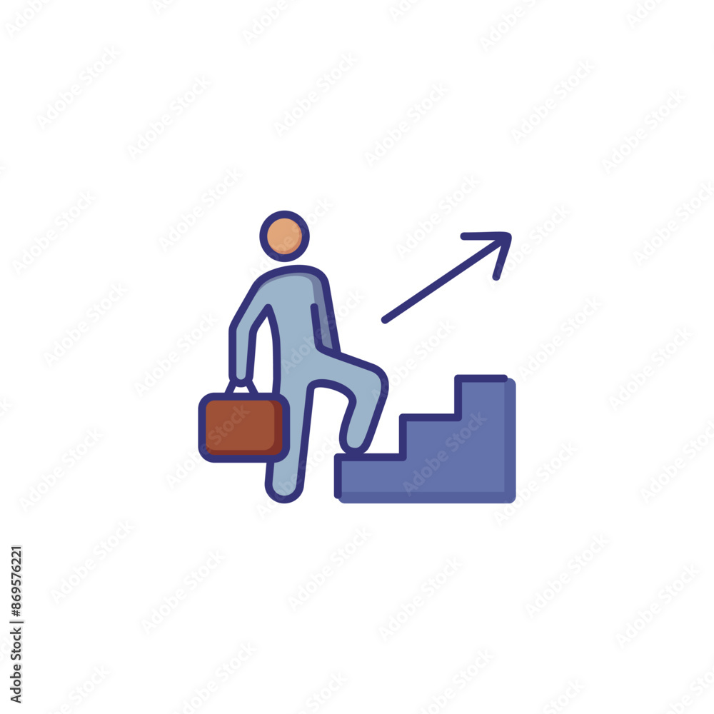 Wall mural Promotion line icon. Man, employee, upstairs, briefcase. Development concept. Can be used for topics like business position, career, job promotion