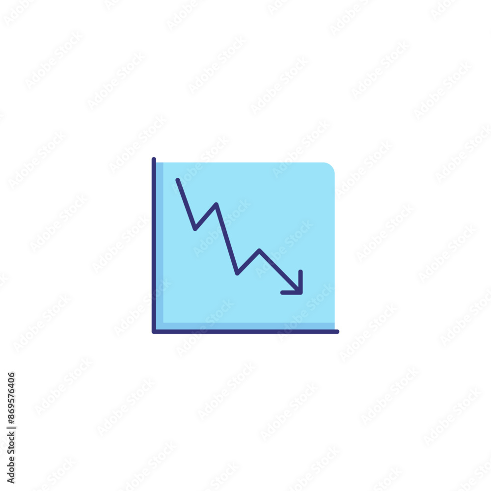 Poster reduction chart line icon. decrease graph, diagram, arrow down. analysis concept. can be used for to