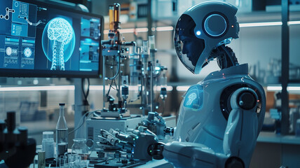 Advanced Lab with Holographic Screens and Futuristic Gadgets