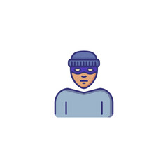 Robber line icon. Masked burglar in scull cap. Justice concept. Can be used for topics like law enforcement, crime, robbery