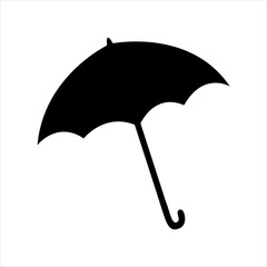 Open umbrella silhouette on white background. Umbrella icon flat vector illustration design.