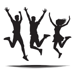 Group of friends enjoying friendship day silhouette vector illustration isolated on a white background