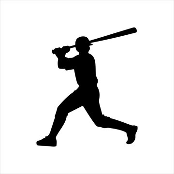 recommend clip art: Baseball player silhouette on white background. Baseball player icon flat vector illustration design.