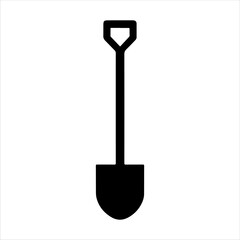 Shovel silhouette on white background. Shovel icon flat vector illustration design.