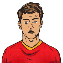 Surprised man pop art retro style PNG illustration. Comic book style imitation. Vintage retro style. Conceptual illustration