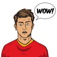 Surprised man pop art retro style PNG illustration. Comic book style imitation. Vintage retro style. Conceptual illustration