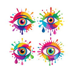 set of colorfull eyes