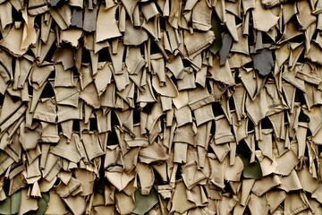 Background, texture of a panel sewn from small pieces of fabric cut from old jeans