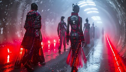 Fototapeta premium A dramatic long shot of futuristic fashion trends