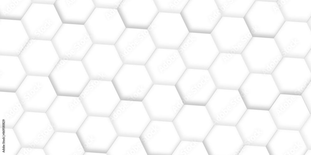 Poster 3d hexagonal structure futuristic white background and embossed hexagon abstract with hexagon backgr