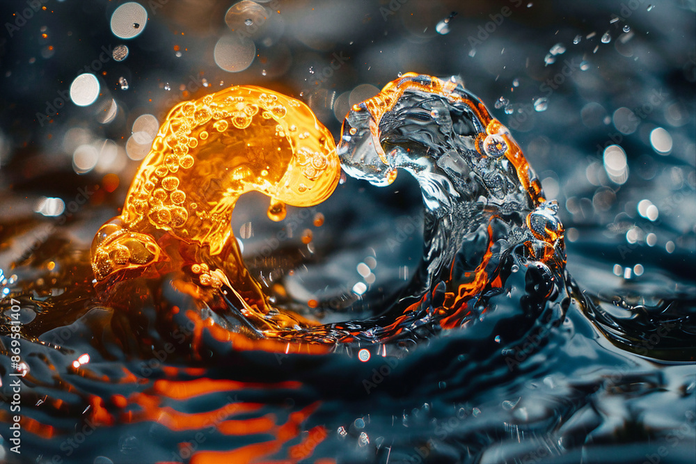 Poster created with generative ai technology image of two natural elements fire and water