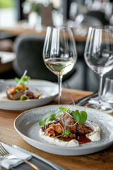  plate of braised mutton. AI generative.