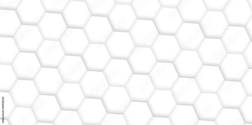 Poster 3d hexagonal structure futuristic white background and embossed hexagon abstract with hexagon backgr