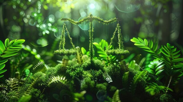 Law and justice in relation to environmental and ecological protection, symbolizing the financial aspects and investments in green legal practices.