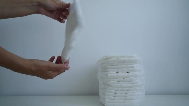Diaper Demonstration. Diaper panties for babies