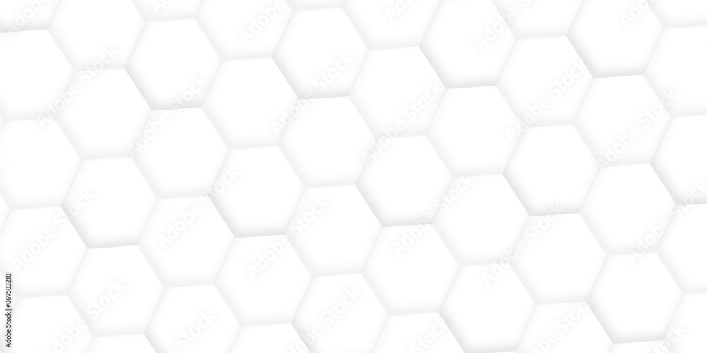 Poster 3d hexagonal structure futuristic white background and embossed hexagon abstract with hexagon backgr