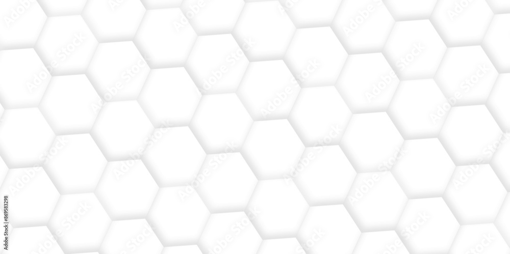 Poster 3d hexagonal structure futuristic white background and embossed hexagon abstract with hexagon backgr