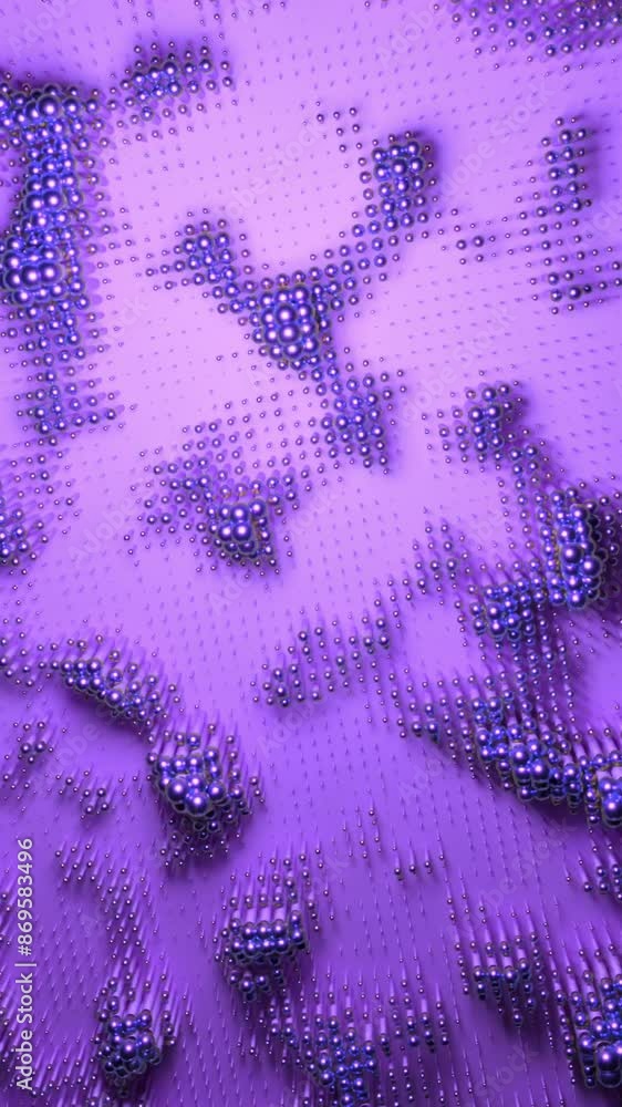 Poster abstract pulsating waves of soft pink matte material. design. purple terrain with 3d noise, seamless