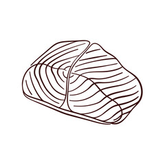 Salmon fillet slice hand drawn style. Sketch seafood. Design for fish and sea food restaurant menu, flyer, card. Vector illustration isolated on a white background.