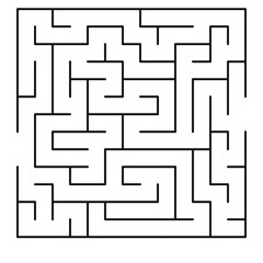 Maze shape design element. There is one entrance and exit and one correct path, but many paths lead to dead ends.
