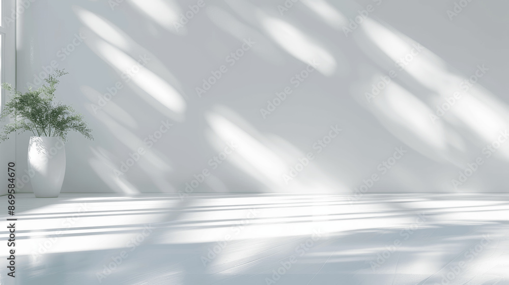 Poster 3d render minimalist background with soft shadows from window for product mockup and presentation