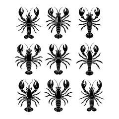set of lobster silhouettes