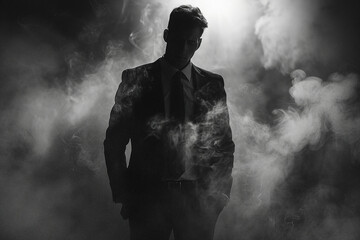 Generative AI Old fashioned retro style gangster movie noir picture in dramatic scene moment