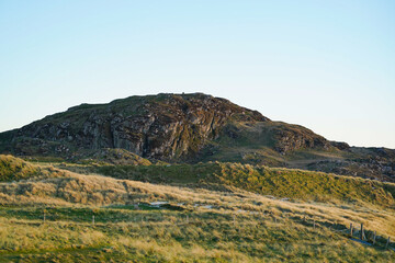 Fototapeta premium View over Dun I, the highest point of the isle of Iona. Iona is a small island of the Inner Hebrides in the west of Scotland.