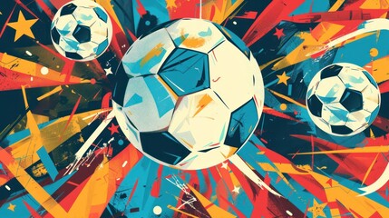 A soccer ball attached to the goal net behind the goal net.