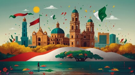 Obraz premium Flat illustration for mexico independance celebration