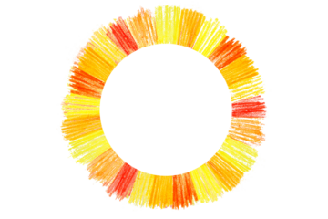 geometric round colorful multi colored hand drawn wax crayon chalk rough strokes texture,cutout in transparent background,png format