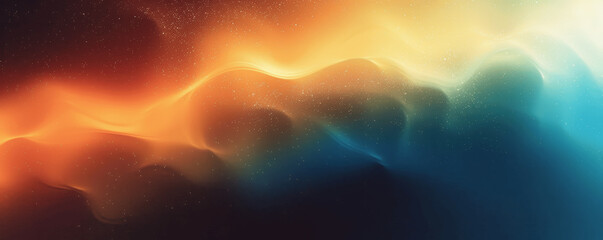 Obraz premium Abstract Colorful Gradient Background with Grainy Texture Blue Orange and Yellow Wave Black Backdrop Glossy Design for Posters Banners and Headers