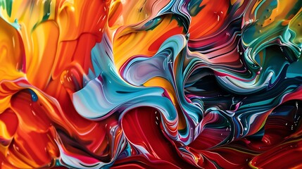 Each brushstroke is a bold gesture of creativity, as vibrant colors blend and swirl together to form an abstract tapestry that invites exploration.