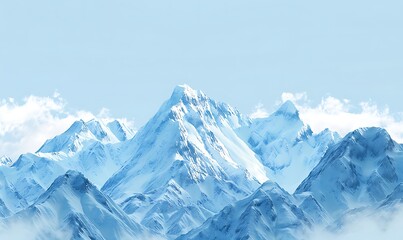 Obraz premium Snow-Capped Majestic Mountain Peaks, Cut Out with Clear Sky