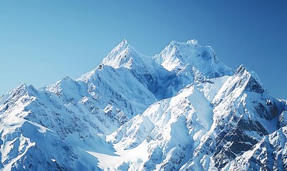Fototapeta premium Snow-Capped Majestic Mountain Peaks, Cut Out with Clear Sky