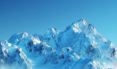 Snow-Capped Majestic Mountain Peaks, Cut Out with Clear Sky