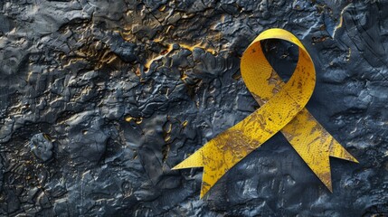 Appendix Cancer Awareness Month. Horizontal poster, free space for text. Yellow ribbon campaign. Symbol of Sarcoma, Bone Cancer Awareness, Suicide prevention, Endometriosis awareness