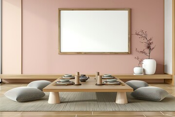 Minimalist Japanese Dining Room Interior.