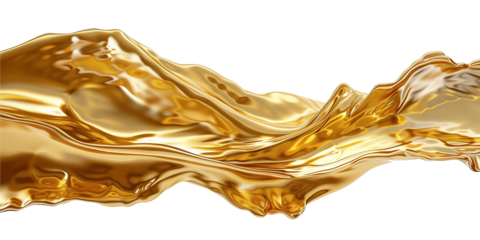Gold liquid splash isolated on transparent or white background 