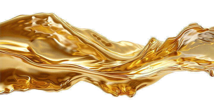 Gold liquid splash isolated on transparent or white background 