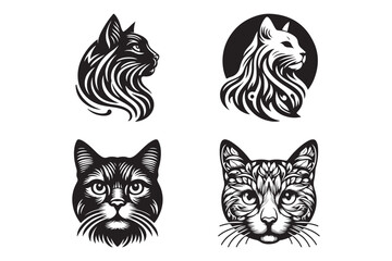 Cat Head silhouette vector illustration
