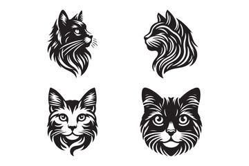 Cat Head silhouette vector illustration