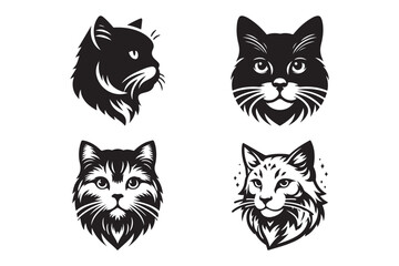 Fototapeta premium Cat Head silhouette vector illustration